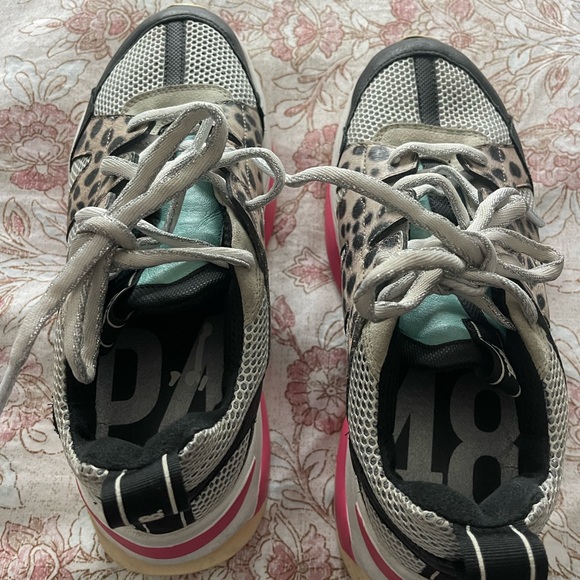 P448 Leopard Print Sneakers with Pink Accents - Picture 1 of 5